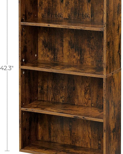 VASAGLE Bookshelf, 23.6 Inches Wide, 4-Tier Open Bookcase with Adjustable Storage Shelves, Floor Standing Unit, Rustic Brown ULBC164X01 - LeafyLoom