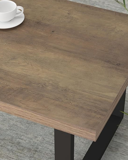 IBF Farmhouse Coffee Table, Modern Simple Wood Coffee Table for Living Room, Industrial Minimalist Rectangle Center Table, Wood and Metal Tea Coffee Table for Home Office Bedroom, Rustic Oak, 39 inch - LeafyLoom