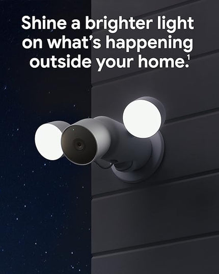 Google Nest Cam with Floodlight - Outdoor Camera - Floodlight Security Camera, White, 1 Count (Pack of 1) GoogleLLC