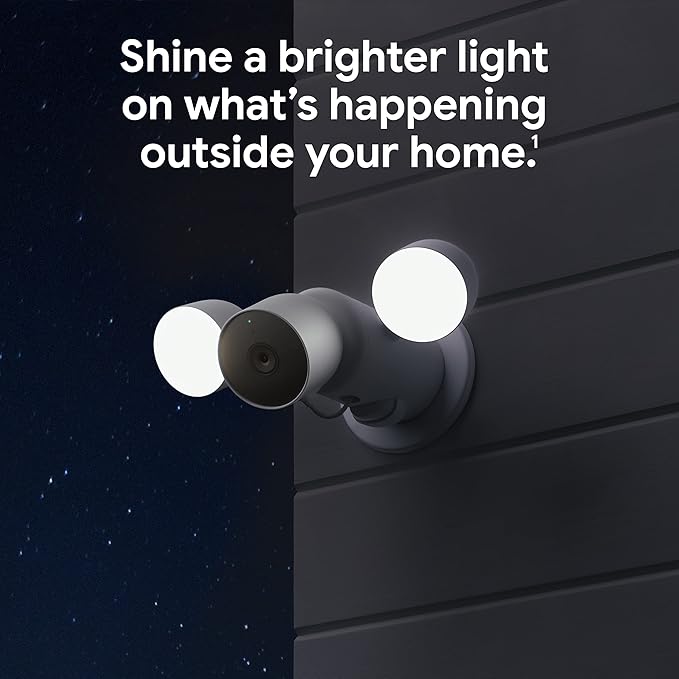 Google Nest Cam with Floodlight - Outdoor Camera - Floodlight Security Camera, White, 1 Count (Pack of 1) GoogleLLC