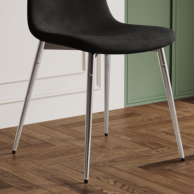 NicBex Haerin-SD-00342-LWJ Dining Chairs, 17.7"x19.7"x34.3", Black and Silver - LeafyLoom