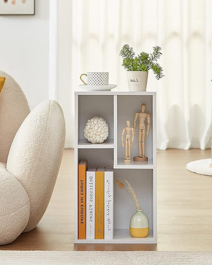 VECELO 3-Cube Open Bookcase, Small Bookshelf with Height Difference Shelves for Most Books, Horizontal Available, 2-Tier Storage Organizer for Home Office, Living Room, Pearl White - LeafyLoom