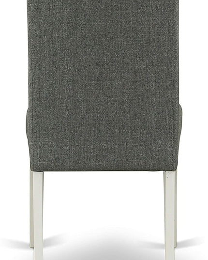 East West Furniture Hartland 5 Piece Room Set includes a Round Kitchen Table with Pedestal and 4 Gray Linen Fabric Parson Dining Chairs, 42x42 Inch, HBDR5-LWH-07 - LeafyLoom
