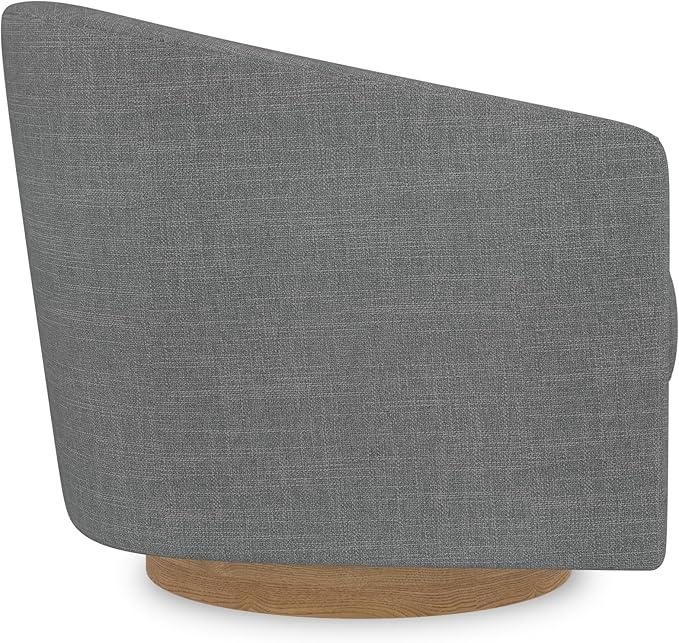 Sunny Heart Swivel Accent Chair, Fabric Swivel Barrel Chair, Swivel Club Chair with Wood Base, Modern Upholstered Armchair, Cozy Chairs for Living Room, Bedroom, Reading - LeafyLoom