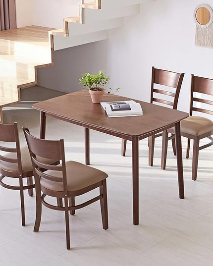 Livinia Aslan 47" Malaysian Oak Rectangular Wooden Dining Table/Solid Wood Kitchen Desk (Walnut) - LeafyLoom