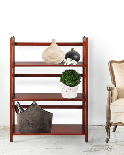 Casual Home 3-Shelf Folding Stackable Bookcase (27.5" Wide)-Mahagony - LeafyLoom