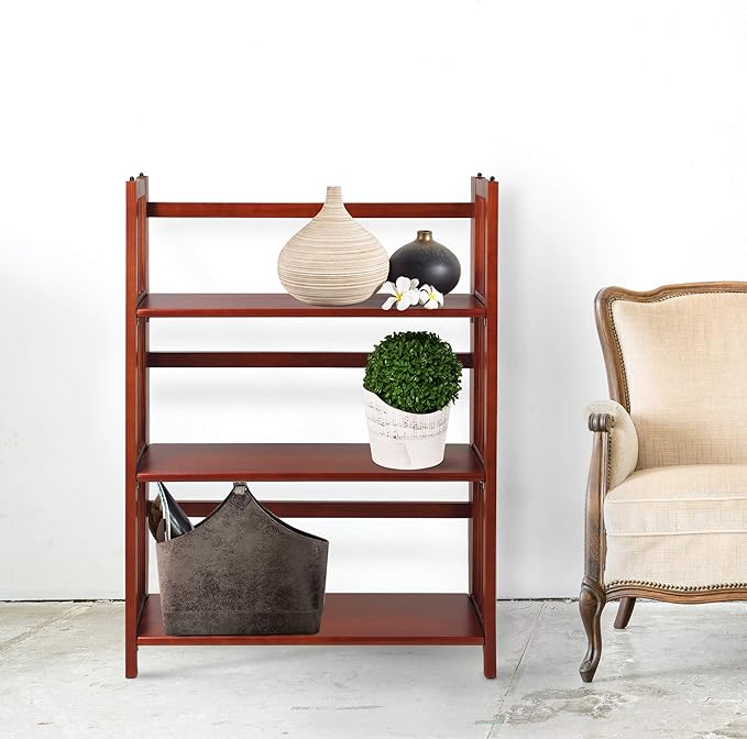 Casual Home 3-Shelf Folding Stackable Bookcase (27.5" Wide)-Mahagony - LeafyLoom
