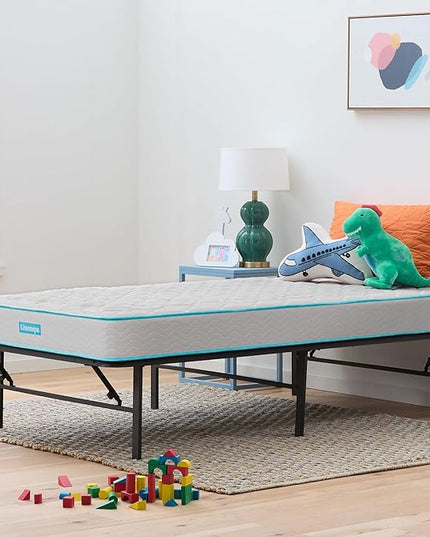 Linenspa 6-Inch Innerspring Mattress - Full + 14-Inch Folding Platform Bed Frame - LeafyLoom