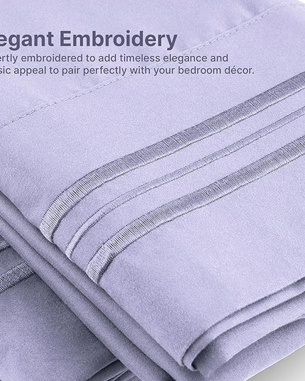 Full Size 4 Piece Sheet Set - Comfy Breathable & Cooling Sheets - Hotel Luxury Bed Sheets for Women & Men - Deep Pockets, Easy-Fit, Extra Soft & Wrinkle Free Sheets - Lavender Oeko-Tex Bed Sheet Set - LeafyLoom