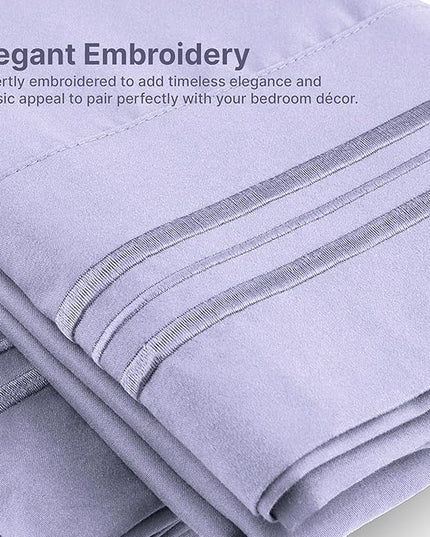 Queen Size 4 Piece Sheet Set - Comfy Breathable & Cooling Sheets - Hotel Luxury Bed Sheets for Women & Men - Deep Pockets, Easy-Fit, Extra Soft & Wrinkle Free Sheets - Lavender Oeko-Tex Bed Sheet Set - LeafyLoom