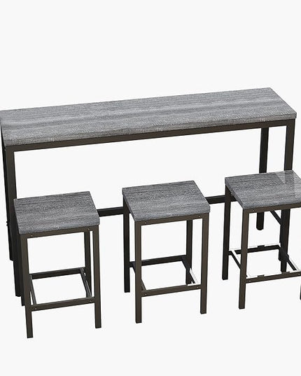 NicBex Kitchen Table Set Dining Room Table Set Modern Design Kitchen Dining Table, Pub Table, Long Dining Table Set with 3 Stools for Kitchen, Apartment, Easy Assembly, Gray - LeafyLoom