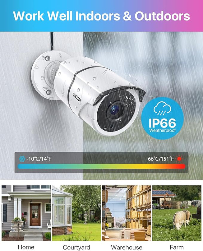 ZOSI 8CH 5MP Lite Home Security Camera System with 1-Way Audio,4x 1080p Metal Indoor Outdoor Cameras,AI Human/Vehicle Detection,Night Vision,Remote Access,H.265+ 8-Channel CCTV DVR No Hard Drive ZOSI