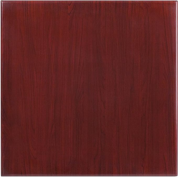 Flash Furniture Glenbrook 30'' Square High-Gloss Mahogany Resin Table Top with 2'' Thick Drop-Lip - LeafyLoom