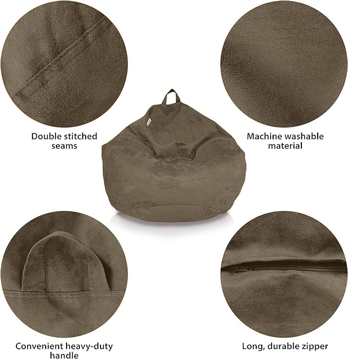 Bean Bag Stuffed Animal Storage Or Cover | No Filler | Extra Large | for Adults Or Kids | Double Stitched | Durable Zipper | Premium Microsuede - LeafyLoom