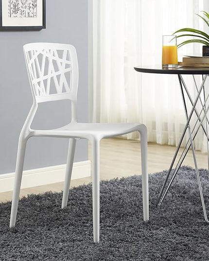 Modway Astro Stacking Accent Kitchen and Dining Room Chair in White - Fully Assembled - LeafyLoom