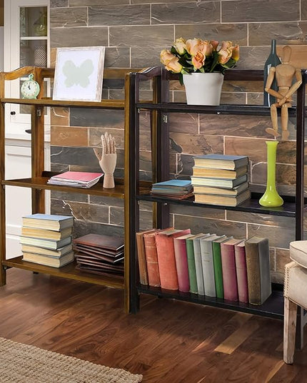 Casual Home Stratford 3-Shelf Folding Bookcase-Warm Brown - LeafyLoom