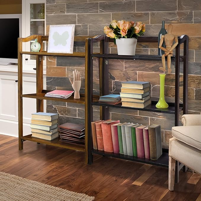 Casual Home Stratford 3-Shelf Folding Bookcase-Warm Brown - LeafyLoom