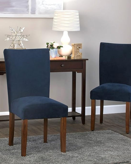 HomePop Parsons Classic Dining Room Tables and Chairs, Pack of 2, Dark Navy - LeafyLoom