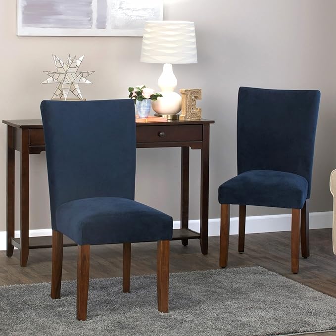 HomePop Parsons Classic Dining Room Tables and Chairs, Pack of 2, Dark Navy - LeafyLoom
