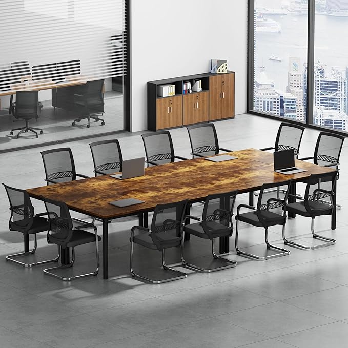 Need Large Computer Desk 70.8 x 31.5 inches Conference Table Large Office Desk Writing Table Workstation for Home Office,Rustic Brown & Black 10FJGSAC3-180FG-ND - LeafyLoom