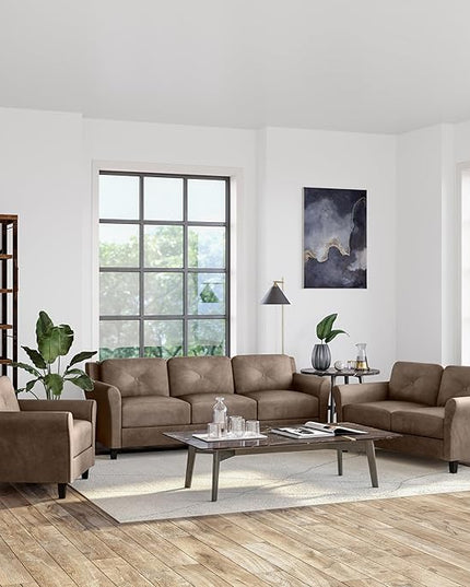 Lifestyle Solutions Harrington Loveseat Microfiber Brown - LeafyLoom