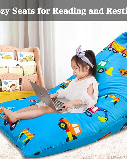 Jorbest Stuffed Animal Storage, Construction Stuffed Animal Bean Bag Storage, Soft Velvet Bean Bag Cover for Stuffed Animals, Bean Bag Chair for Kids and Adults - Cover ONLY (200L/52 Gal) - LeafyLoom