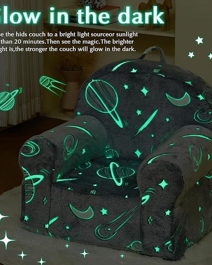 Toddler Chair Kids Plush Chair Sherpa Kids Chairs, Toddler Couch Bean Bag Chairs for Kids Gaming Chair for Kids Glow in The Dark,Starry Sky Grey - LeafyLoom