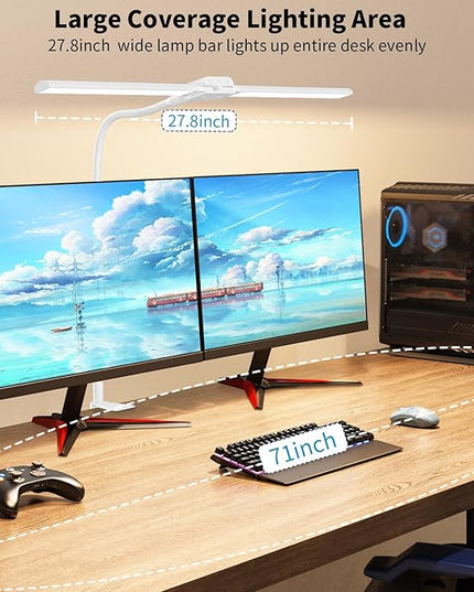 KableRika Desk lamp,Double Head LED Desk Lamp with Clamp,Architect Desk Lights for Home Office,Eye-Caring Desktop Office Lamp 4-Brightness 4-Color Table Lamp for Monitor Workbench Reading White - LeafyLoom
