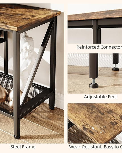TV Stand for 70 Inch TV, 63" Entertainment Center for 50/55/60/65/70 Inch TV, Modern 3-Tier Open Storage Shelves, Industrial Long TV Media Console Table for Living Room, Bedroom, Rustic Brown - LeafyLoom