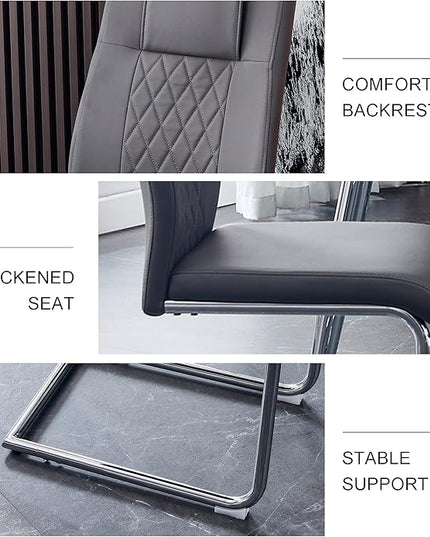 NicBex Dining Chairs Set of 4 Modern Faux Leather High Back Dining Room Kitchen Chairs with Silver Metal Legs,Side Chairs for Dining Room, Kitchen,Living Room, and Restaurants,Gray - LeafyLoom