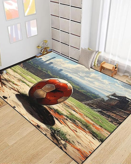 Football Rug - Football Decor for Boys Bedroom Soccer Rug for Play Area Football Printed Rug for Kids Room Basketball Rugs for Teen Boys Bedroom Playmat Area Rugs for Kids Rooms,3'×4' - LeafyLoom