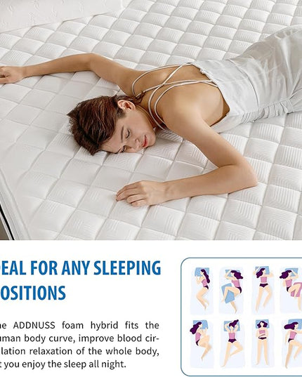 Full Mattresses,Hybrid 12 Inch Full Mattress in a Box,Memory Foam & Individually Pocket Spring for Pain Relief,Medium Firm Black Full Mattress,Pressure Relief,Certified. - LeafyLoom