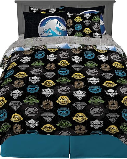 Franco Kids Bedding Super Soft Comforter and Sheet Set with Sham, 7 Piece Full Size, Jurassic World - LeafyLoom