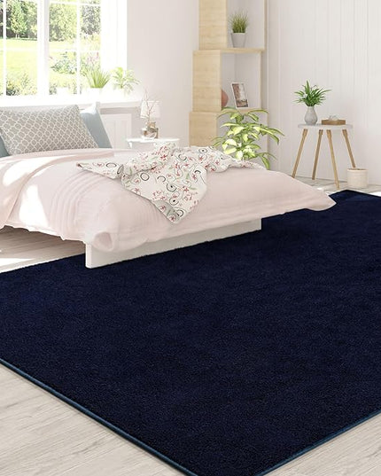 Area Rugs for Bedroom Living Room, 6x9 Navy Blue Super Soft Comfy Thickened Memory-Foam Indoor Carpets, Modern Aesthetic Minimalist Carpet for Boys Girls Adults Apartment Nursery Home Décor - LeafyLoom