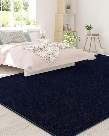 Area Rugs for Bedroom Living Room, 5x8 Navy Blue Super Soft Comfy Thickened Memory-Foam Indoor Carpets, Modern Aesthetic Minimalist Carpet for Boys Girls Adults Apartment Nursery Home Décor - LeafyLoom