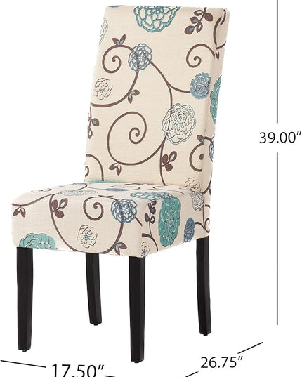 Christopher Knight Home Pertica Fabric Dining Chairs, 2-Pcs Set, Polyester White And Blue Floral - LeafyLoom