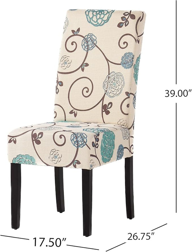 Christopher Knight Home Pertica Fabric Dining Chairs, 2-Pcs Set, Polyester White And Blue Floral - LeafyLoom