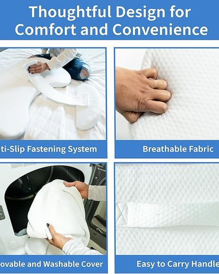 Bedsore Positioning Pillow for Bedsore Prevention and Faster Recovery - Heat Regulating Bedsore Cushion for Butt Lifting and Easy Positioning - New Anti-Slip Design with Non-Skid Removable Cover - LeafyLoom