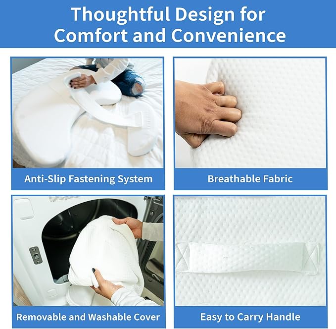 Bedsore Positioning Pillow for Bedsore Prevention and Faster Recovery - Heat Regulating Bedsore Cushion for Butt Lifting and Easy Positioning - New Anti-Slip Design with Non-Skid Removable Cover - LeafyLoom