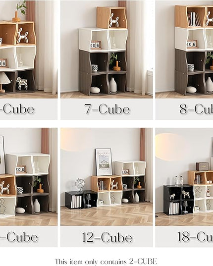 DIY Bookcase, 2 Cube Storage Organizer, Stackable Modular Book Shelf for Bedroom, Living Room, Office, Closet - LeafyLoom