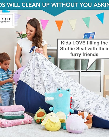 Huddle Designer Stuffed Animal Bean Bag Storage Washable XL Cover -The Original Bean Bag for Stuffed Animals Storage Premium Stuffed Animal Storage Bean Bag for Kids | Strong Zipper, Thick Canvas - LeafyLoom