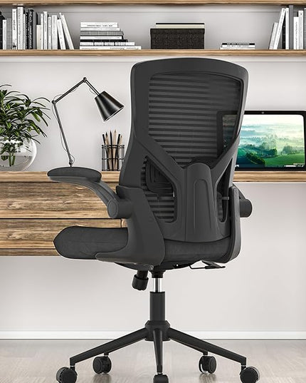 Office Chair, High Back Desk Chair with Adjustable Lumbar Support, Ergonomic Mesh Computer Chair with Premium Cold-Cured Cushion, Height Liftable Swivel Chair for Home Office - LeafyLoom