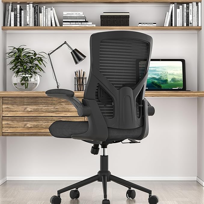Office Chair, High Back Desk Chair with Adjustable Lumbar Support, Ergonomic Mesh Computer Chair with Premium Cold-Cured Cushion, Height Liftable Swivel Chair for Home Office - LeafyLoom