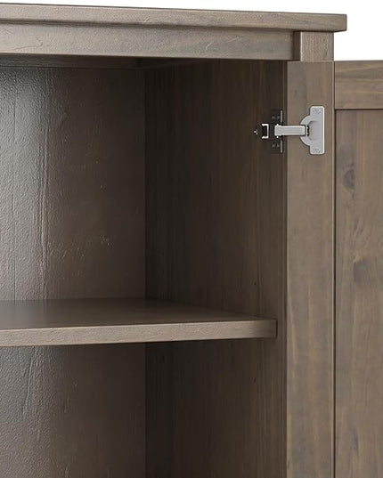 SIMPLIHOME Ela SOLID WOOD Wide Transitional Media Stand for TVs up to 60 inches for The Living Room and Entertainment Center, 53 inch, Smoky Brown - LeafyLoom