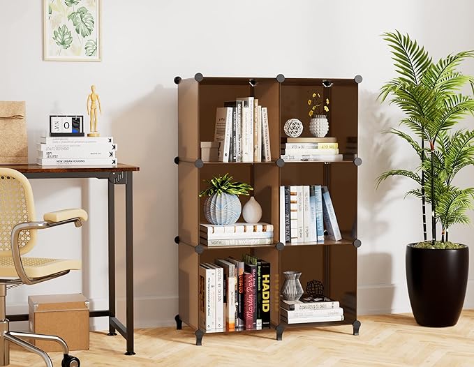 6-Cube Storage Organizer, Closet Organizer Storage Shelf Bookcase Bookshelf with Metal Hammer, Storage Cubes Organizer Cabinet for Kids, Closet, Bedroom, Bathroom, (11.8x11.8x11.8 inch) - LeafyLoom