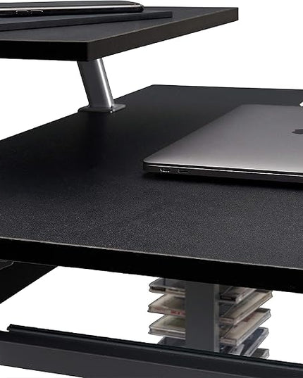 Techni Mobili Compact Computer Cart With Storage, Graphite - LeafyLoom