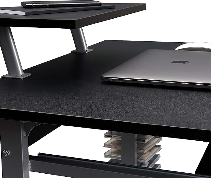 Techni Mobili Compact Computer Cart With Storage, Graphite - LeafyLoom