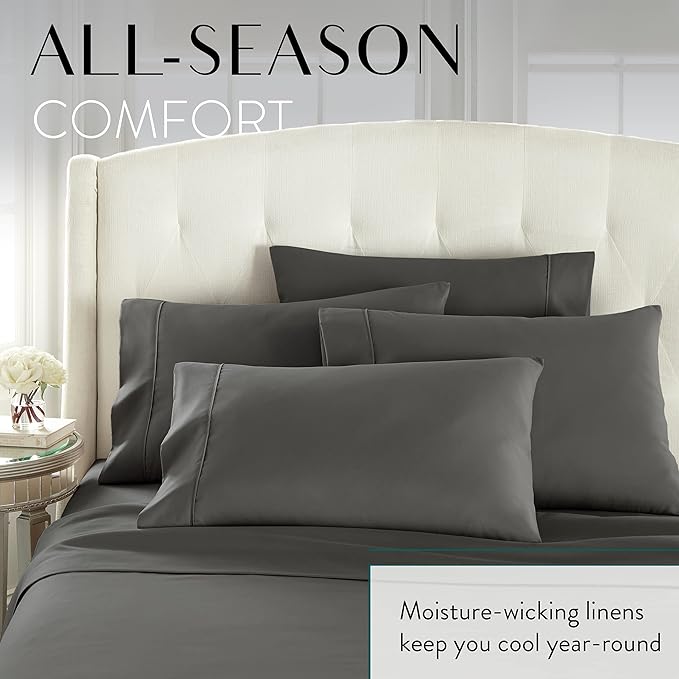 Danjor Linens Twin XL Sheets - Hotel Luxury Essentials Bedding - 4 pc Soft Bedding & Pillowcases Set with Deep Pockets - Breathable Bed Sheets, Wrinkle Free - Grey Sheets - LeafyLoom