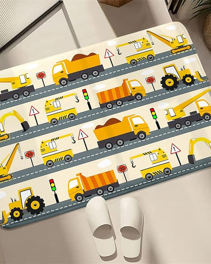 Construction Rug Car Rug Construction Rugs for Boys Room Cartoon Truck Area Rug Construction Play Mat Car Rug for Boys Room Construction Decor for Boys Room 2'×3' - LeafyLoom
