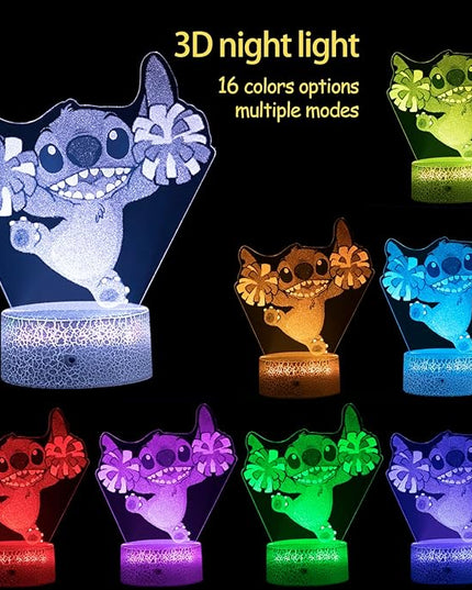Stitch Gifts, Stitch Night Light for Kids, Stitch Decoration 3D Night Light, 16 Colors Change with Remote - LeafyLoom